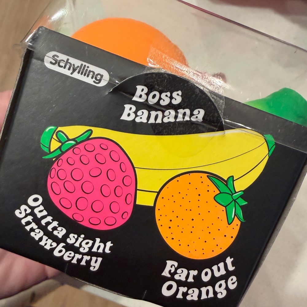 Schylling Groovy NeeDoh Orange Fruit Sensory Toy with Green Leaf - Picture 4 of 6